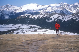 Ivo Kytka running the Ute Pack Trail. Rocky Mountain National Park, Colorado.